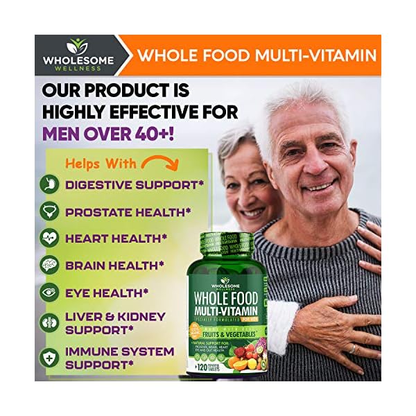 Whole-Food-Multivitamin-for-Men-Natural-Multi-Vitamins-Minerals-Organic-Extracts-Vegan-Vegetarian-Best-for-Daily-Energy-Brain-Heart-Eye-Health-120-Tablets Whole Food Multivitamin for Men - Natural Multi Vitamins, Minerals, Organic Extracts - Vegan Vegetarian - 120 Tablets