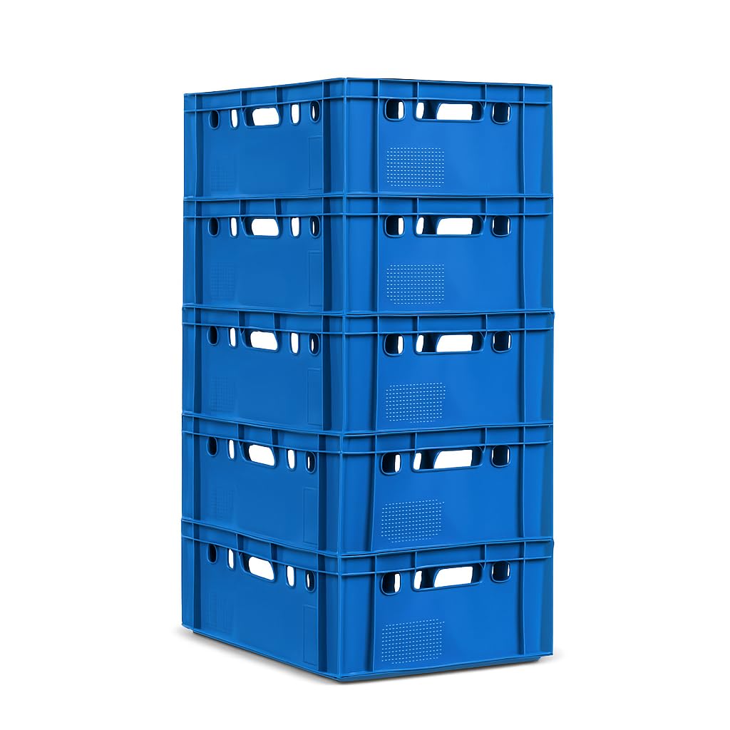 gardivo Eurobox - Caja para carnicería, 5 unidades, 60 x 40 x 20 cm, color azul, apilable, resistente, de plástico