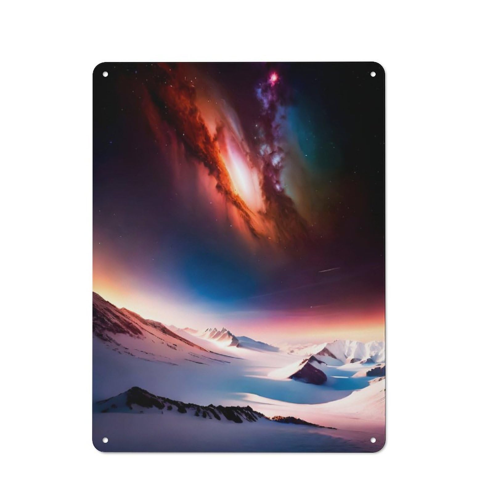 Junmoney Celestial Snowscapes Vintage Tin Wall Plaque 40X30cm For Café Or Restaurant, A Decorative Christmas Gift For Café Owners And Decorators