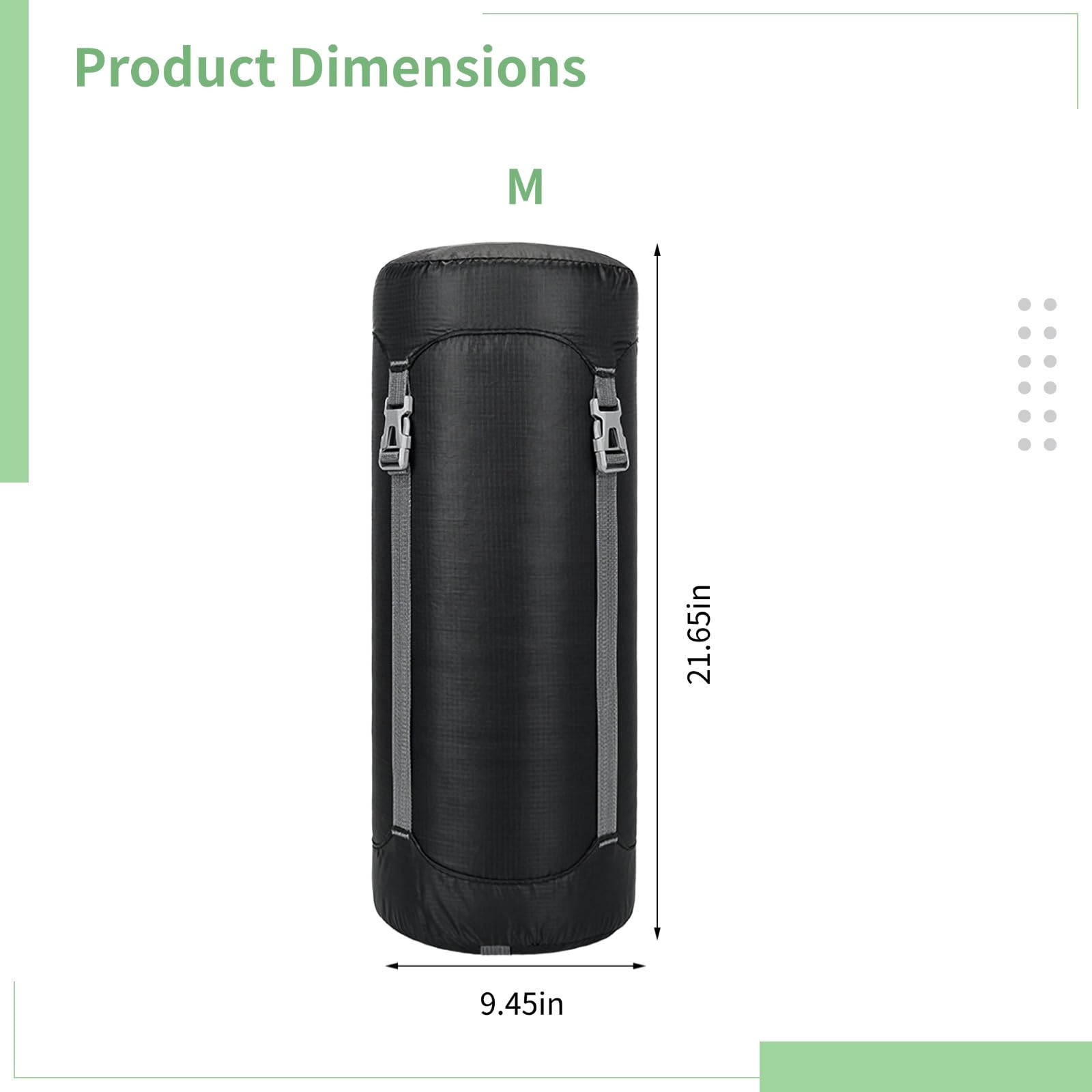 18 L Compression Sack with Lid, Waterproof Ripstop Nylon Stuff Sack for Sleeping Bag, Jacket, and Outdoor Gear, 9.4X21.7