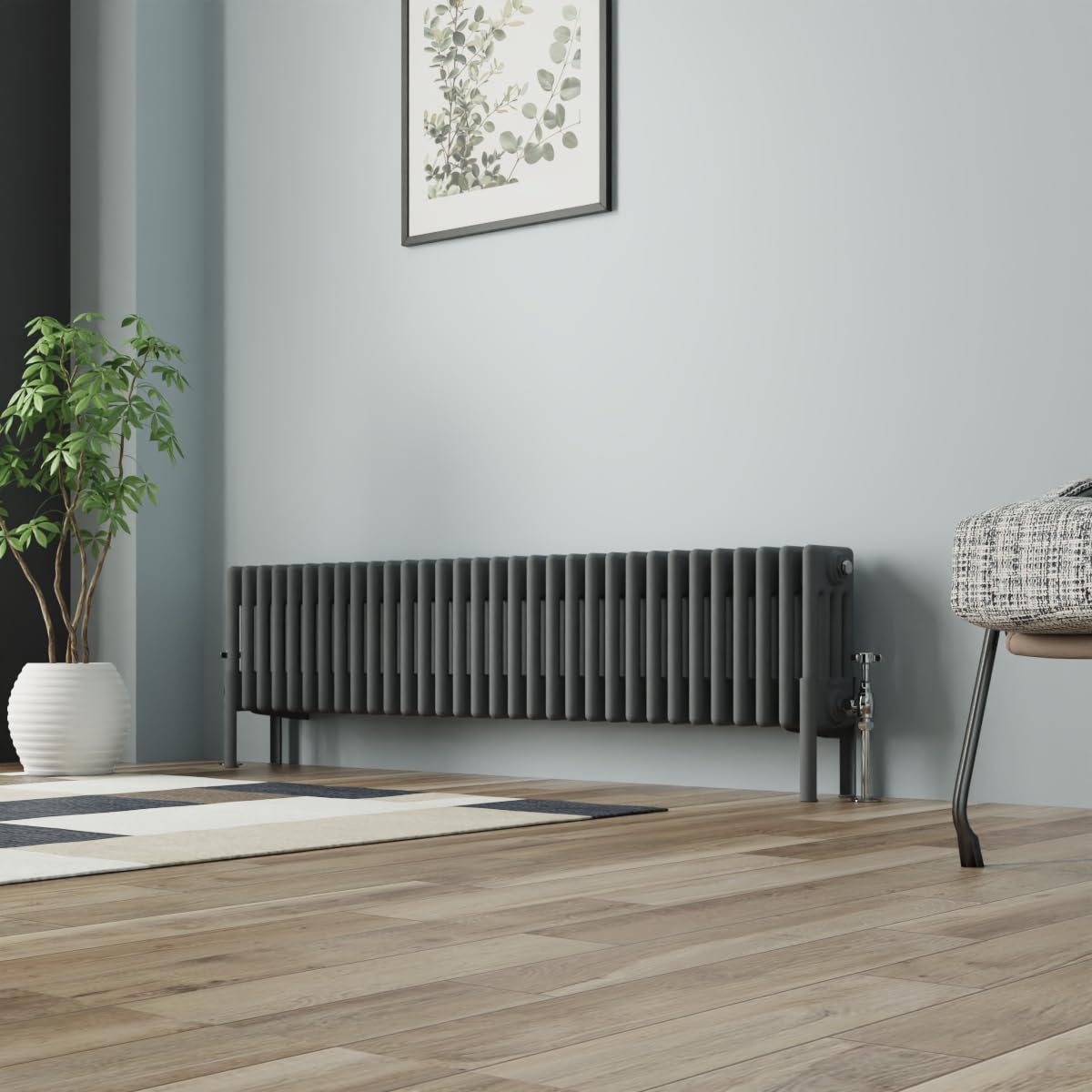 NRG Cast Iron Radiator Four Column 300x1460mm Anthracite