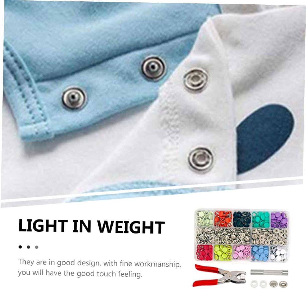 DOITOOL 10-Color Baby Romper Snap Fasteners Kit Pliers Tool for DIY Clothing Sturdy and Easy to Use for Crafting and Sewing Projects