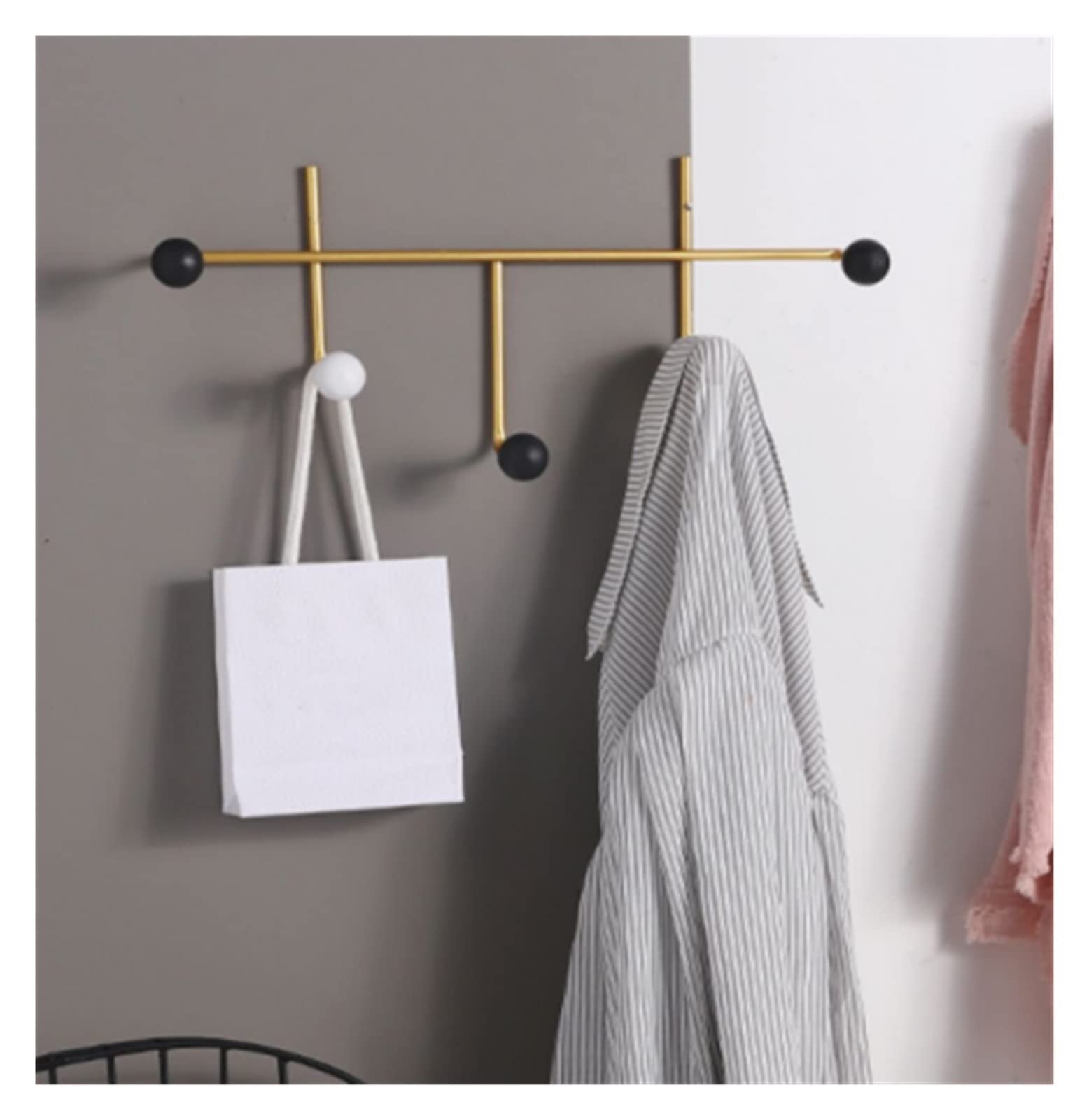 Crochets Muraux pour Manteaux, Patères pour Porte-Manteaux Muraux, pour Suspendre Chapeaux, Serviettes, Vêtements, Barre À Crochets avec 5 Cintres Ronds, Porte-