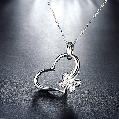 Cutesmile Fashion Jewelry 925 Sterling Silver Butterfly Love Heart Pendant Necklace For Women And Girls #TOP4