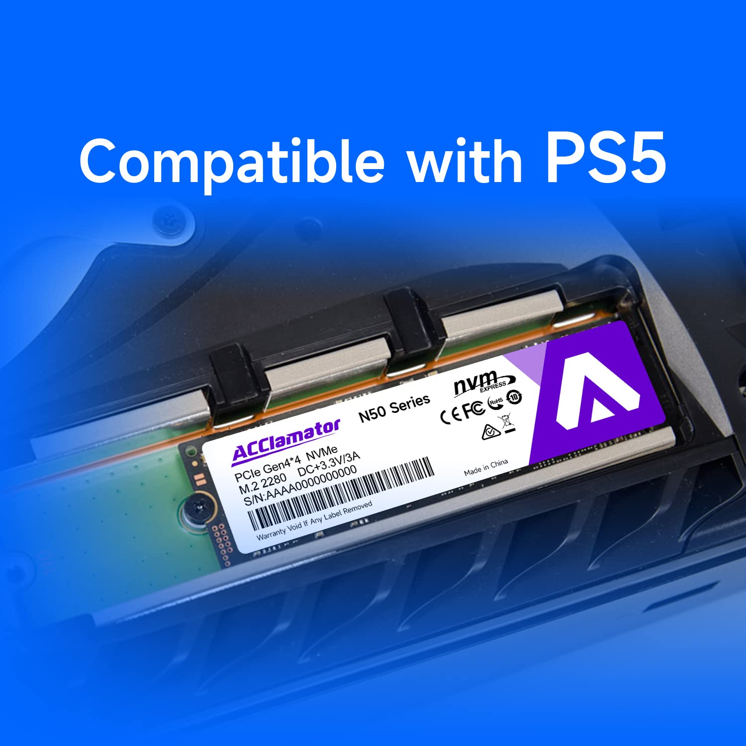 Acclamator 2TB PCIe 4x4 NVMe Solid State Drive Compatible with PS5