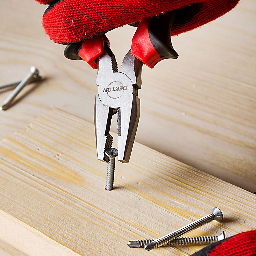 Dekton 8" Combination Pliers-Versatile Hand Tool for Cutting Gripping, Twisting, Black/Red, 8-inch - Image 3
