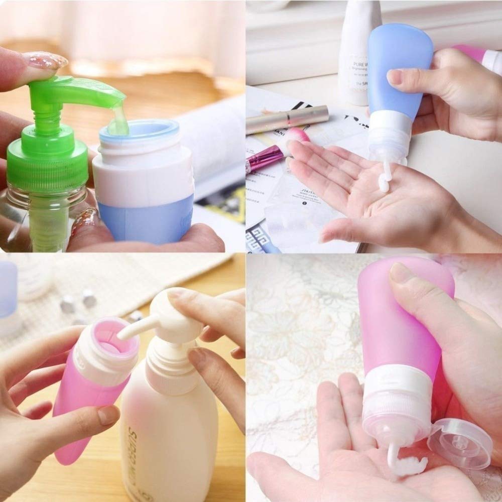 Maharsh 4Pcs Travel Silicone Bottles Set - 90ml Portable Silicone Travel Bottle Lotion Shampoo Cosmetic Empty Mini Tub Containers Squeezable Bottle for Shower Gel, Liquide Soap,Toiletries 2