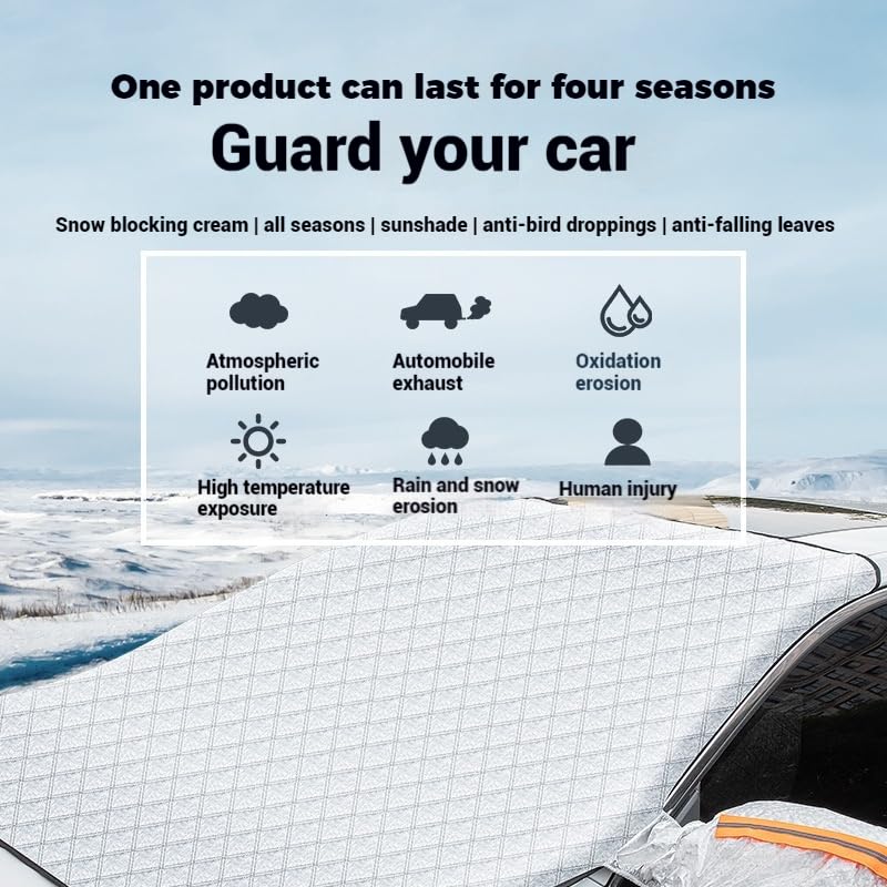 Image of Windshield Cover for Ice and Snow, Waterproof & Windproof, Front Window Protector for Car Truck SUV, Black, Large - 50 x 61 Inches
