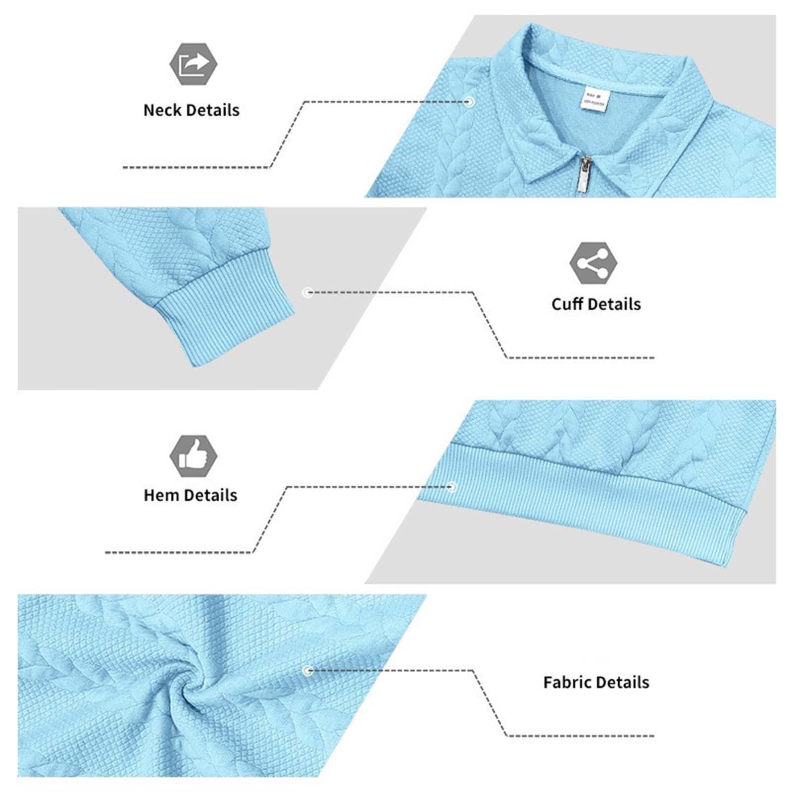 DENGJIAMY Polo texturé pour homme avec fermeture éclair 1/4