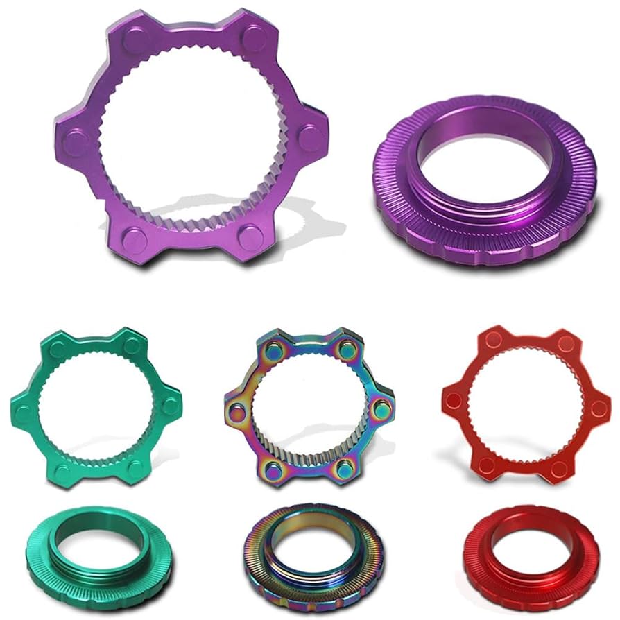 Aluminum Center-Lock Hubs To 6-Bolt Disc Brake Rotor Adapter For Converting Shimano Center-Lock Hubs To Fit 6-Bolts Rotors,Center-Lock Adapter For 12mm Thru-Axle Hub,fit 6 Rotors,QR Compatible Version