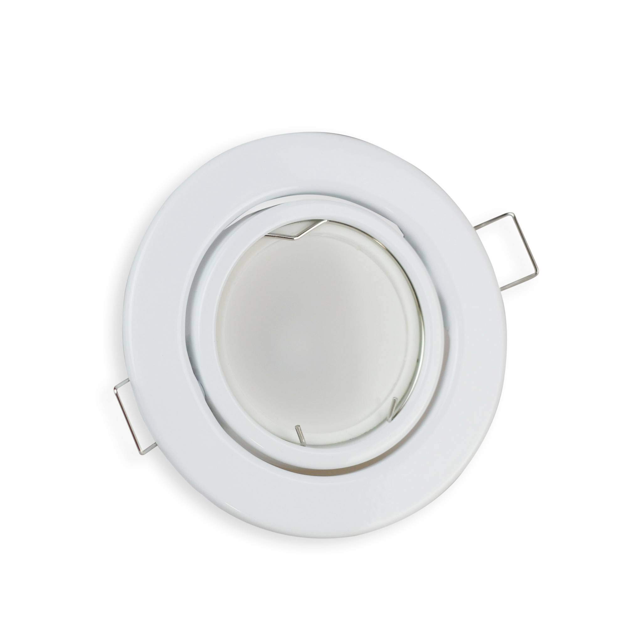 6x LED Einbaustrahler Set weiß rund 5 Watt warmweiß 230V super flach - Einbauleuchte schwenkbar und - 70mm Bohrloch Einbau-Spot Decken-Strahler Deckeneinbaustrahler