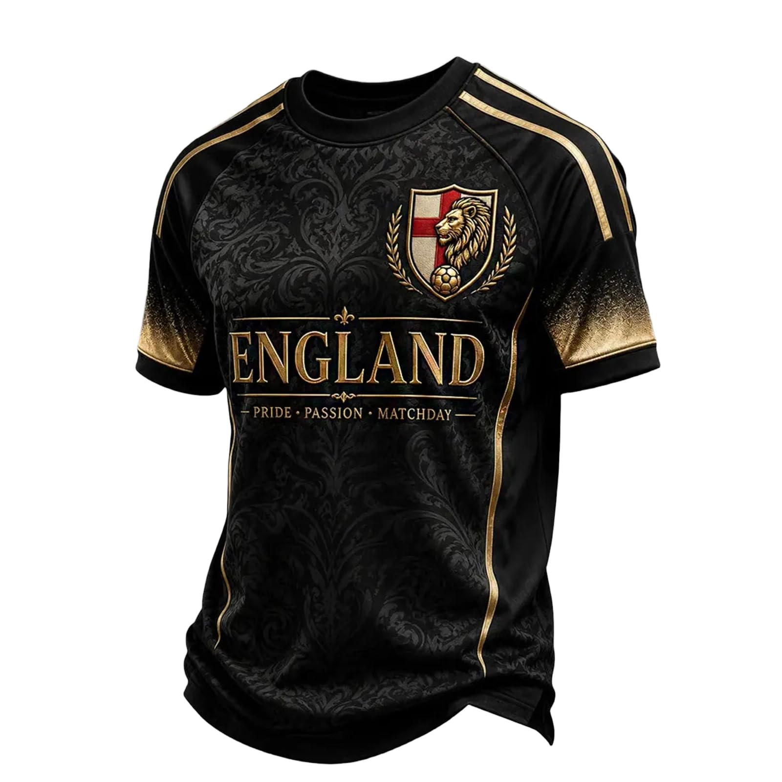 Football Jersey Short Sleeve for Men Classic Style England Football Shirts Sport Casual T-Shirt Ideal for Young Football Fans and Sports Activities 01-Black XL