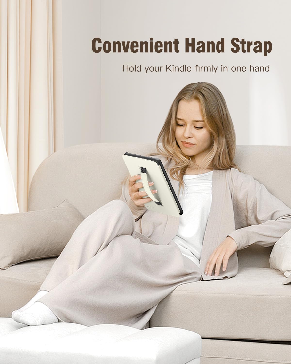 MoKo MoKo Case for 7" Ebook Reader(12th Gen 2024) and E-Reader 2024/2025, Lightweight Shell Cover with Hand Strap Auto Wake/Sleep for Ebook Reader, NOT for TCL Remarkable Kobo, White Blue Floral in use