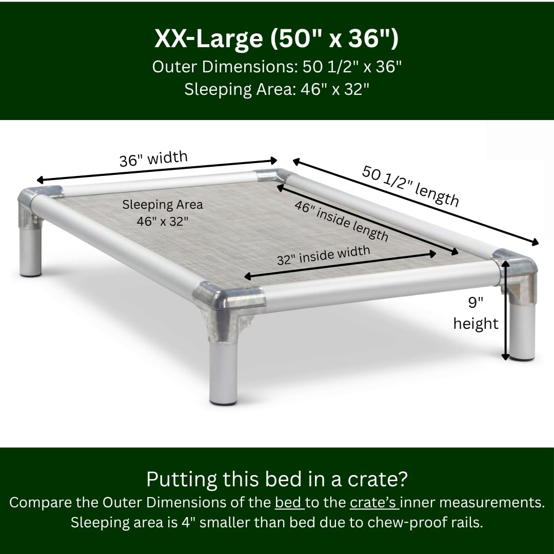 Kuranda Chewproof Elevated Pet Bed - Silver Aluminum - 50" x 36" - Sunsure Textilene - Birch - image 3