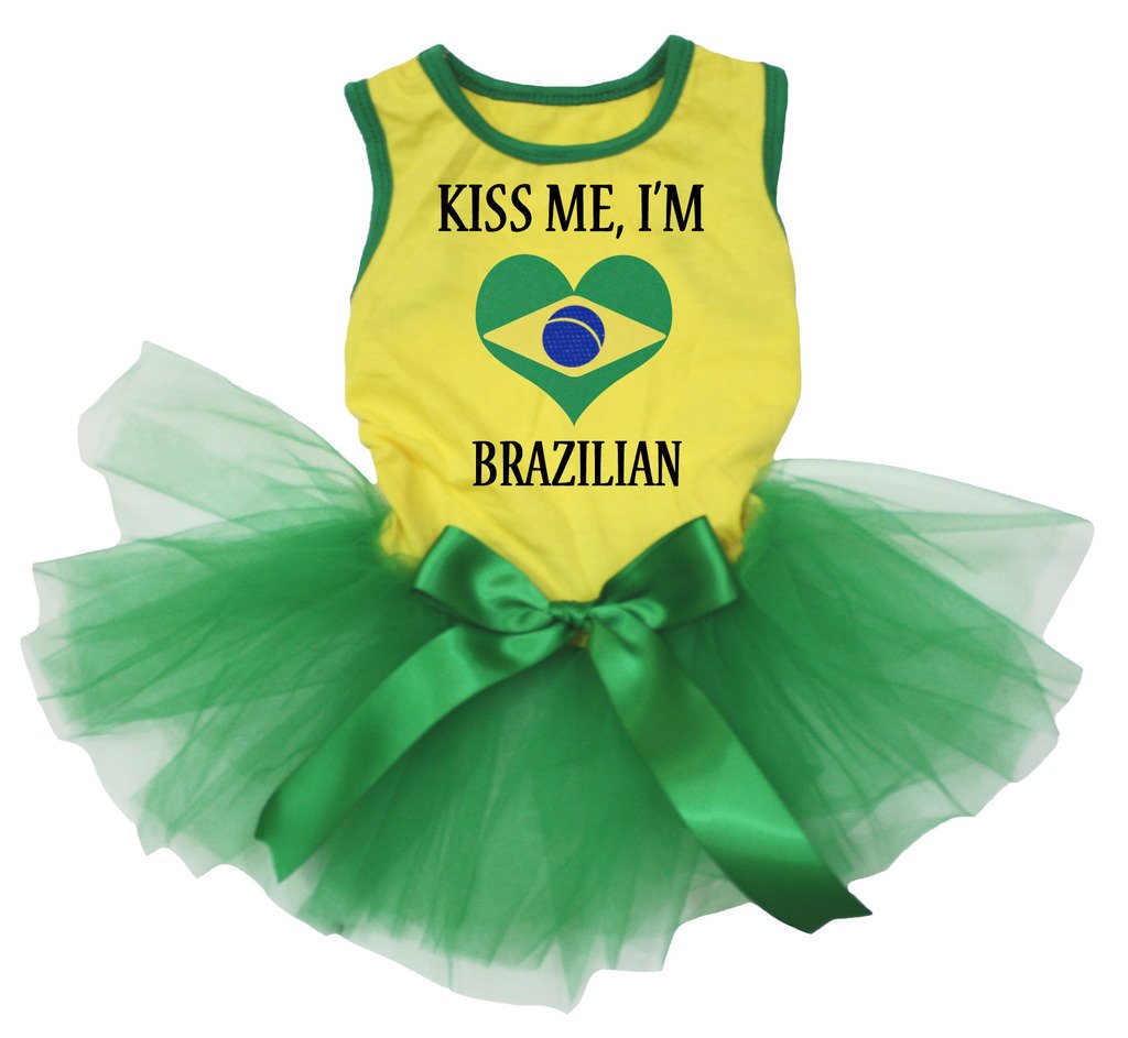 Robe de chiot Kiss Me jaune en coton pour homme fan du Brésil lors du carnaval