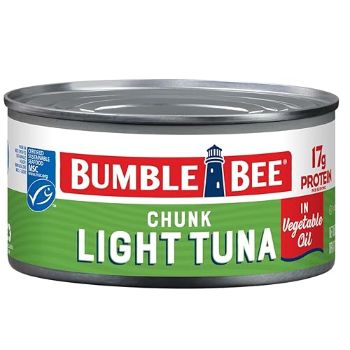 Bumble Bee Chunk Light Atún en aceite, latas de 12 onzas (paquete de 12)  Atún capturado silvestre  0.56oz de proteína por porción, proyecto