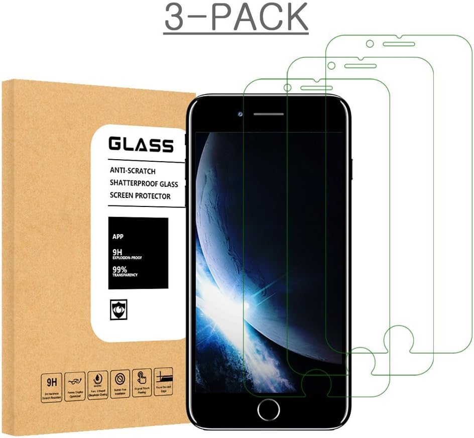 Pulais hyc Hycamor Tempered Glass Screen Protector for Apple iPhone 8 Plus 3D Touch Compatible - Clear - 3 Piece