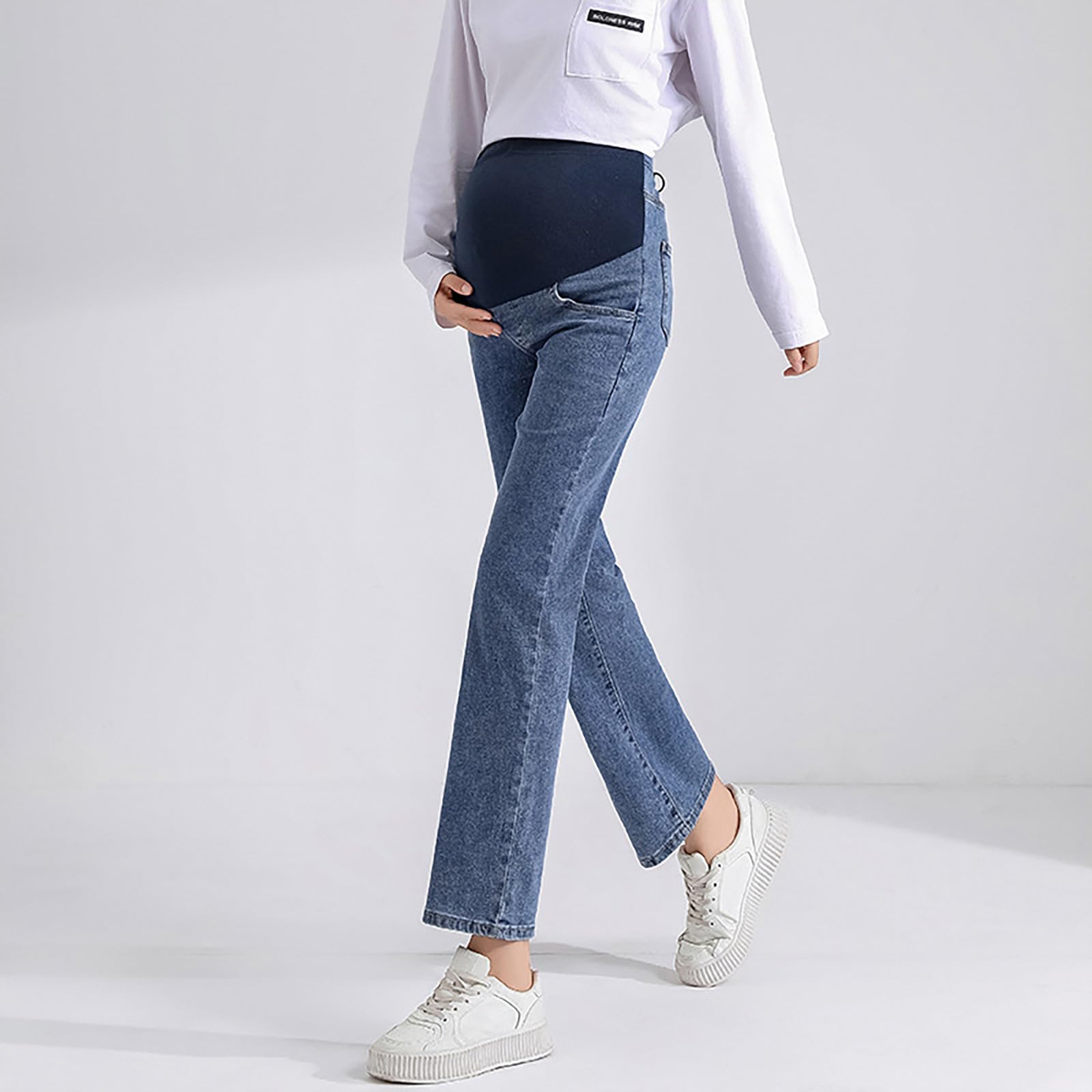 Generisch Pantalones de maternidad para mujer, elásticos, para embarazadas, ajuste holgado, pantorrilla media, ropa de ocio para exteriores, ropa informal moderna