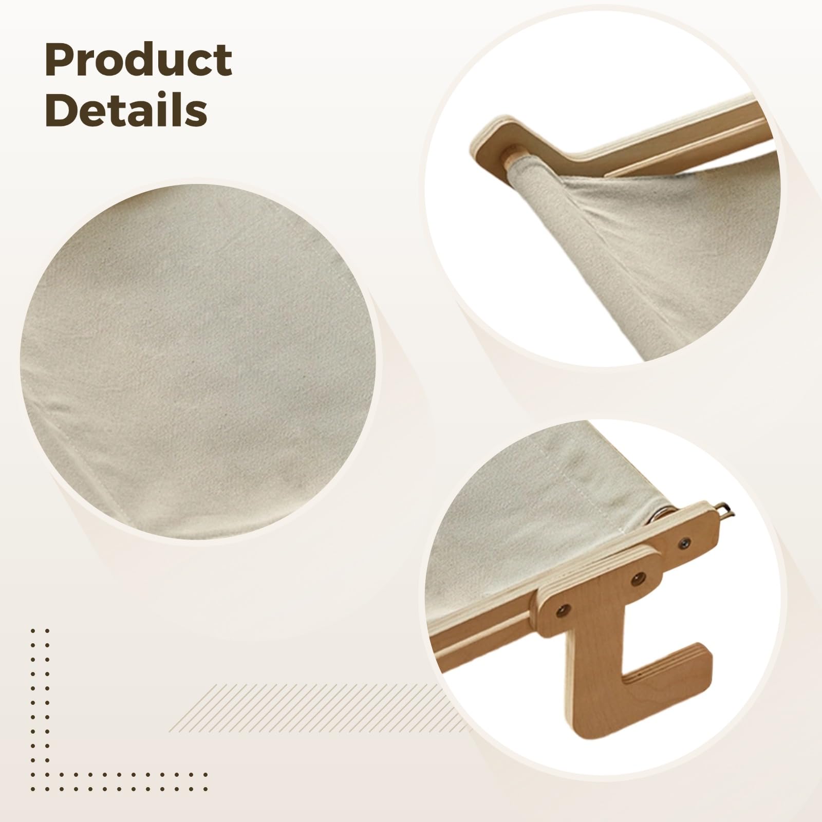 Generisch Cuccia per gatti da appendere alla finestra, telaio in legno da 44,5 cm, ganci in metallo stabile, portata fino a 25 kg, amaca in tela grigia per finestre chiare, accanto al letto per
