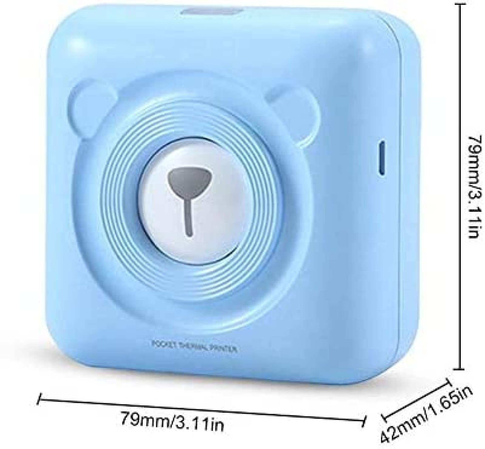 Mini drukarka termiczna, bezprzewodowa drukarka fotograficzna BT z możliwością ładowania przez USB, przenośna ręczna drukarka naklejek do pisania, kieszonkowa drukarka POS, niebieska