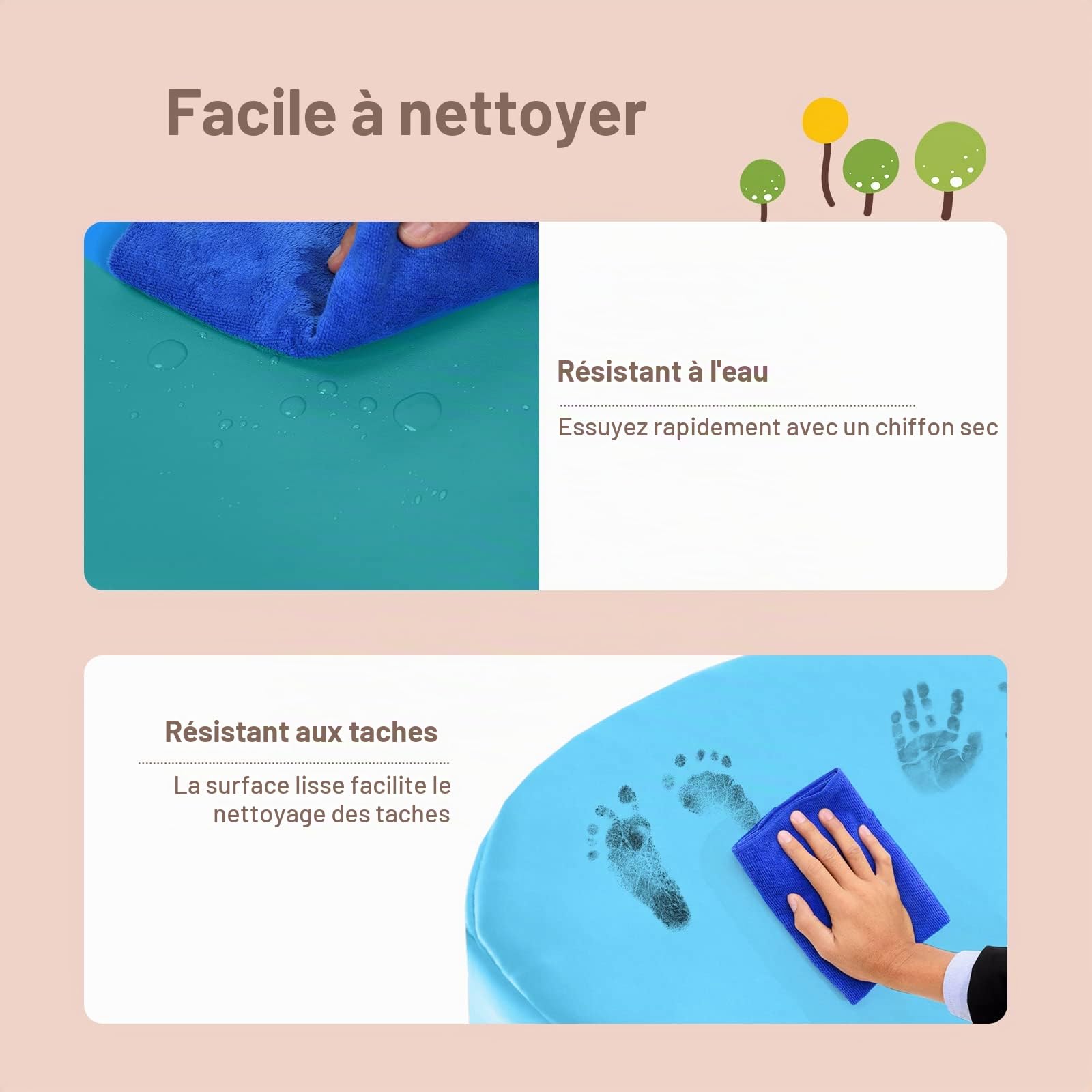 DREAMADE Lot de 6 Coussins de Chaise pour Enfant, Coussins de Sol Multicolores avec Poignées, Convient aux Jardins d'enfants,Terrains de Jeux,Loisirs Intérieurs et Extérieurs, 38X38CM (Carrés Bleu)