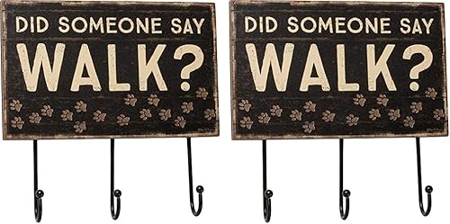 Primitives by Kathy 39355 Tablero de gancho de madera con listones, Did Someone Say Walk (paquete de 2)