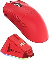 Mouse de Jogo ATTACK SHARK X11 com Base de Carregamento Magnético, Sensor de Jogo PixArt PAW3311, Mouse Sem Fio/A Cabo BT/2.4G, 22000 DPI (Vermelho)