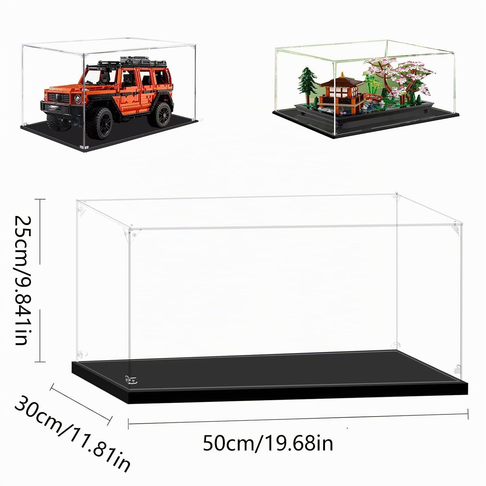 50x30x25cm Acryl Vitrine für Modellautos, Schaukasten für Figuren | Acryl Vitrine Schaukasten für Lego Modellauto 1/10 Batmobile Tumbler 76240 at-TE Walker 75337 BTS Dynamite 21339 43242