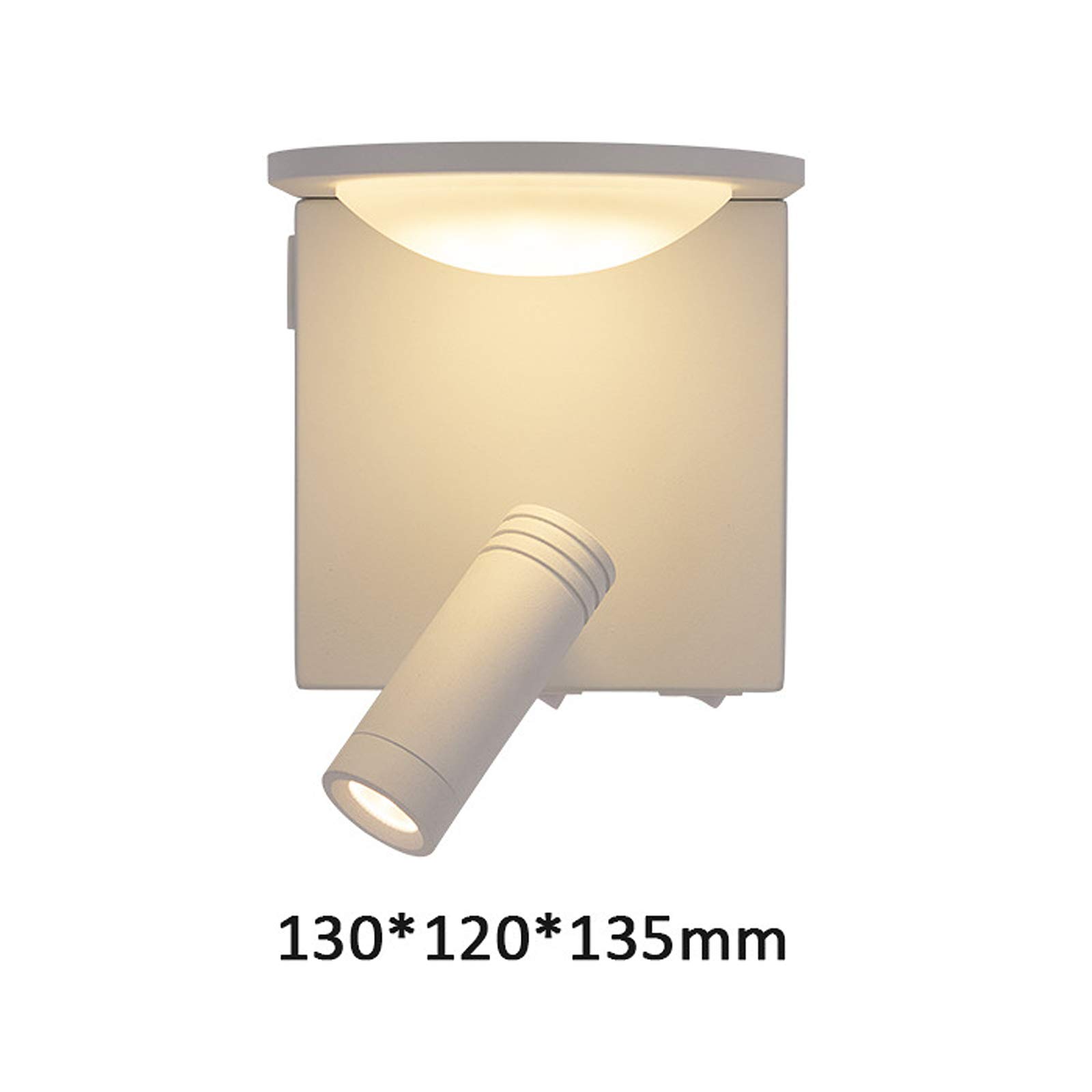 Lámpara de pared Lámpara de pared con estante, Lámpara de cama con USB, con foco de lectura ajustable, Foco de pared ajustable con interruptor, Lámpara de lectura de cabecera LED, 3W + 5W, Blanco