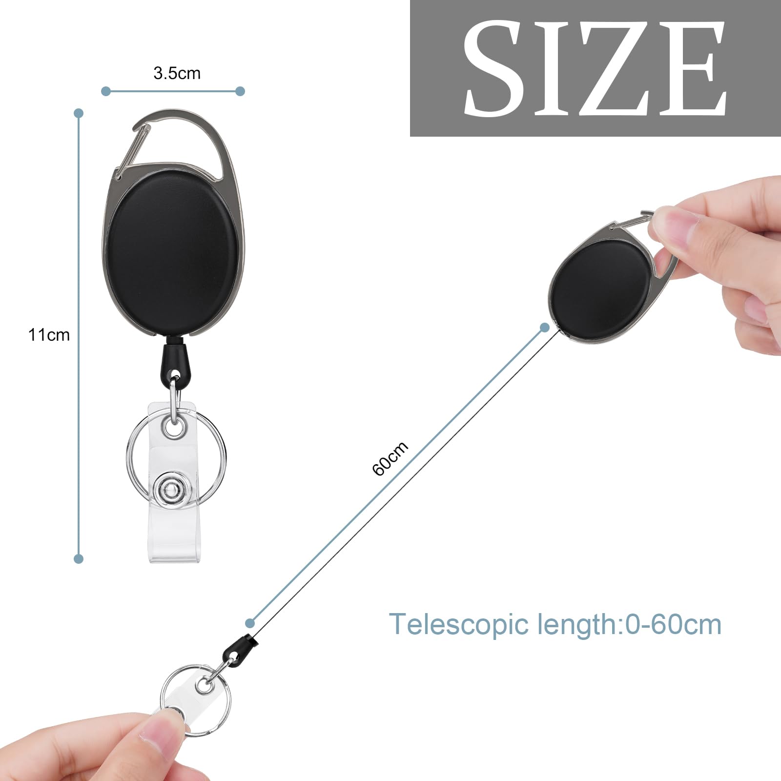 Vicloon Bobina per badge retrattile con clip, portachiavi resistente con bobina