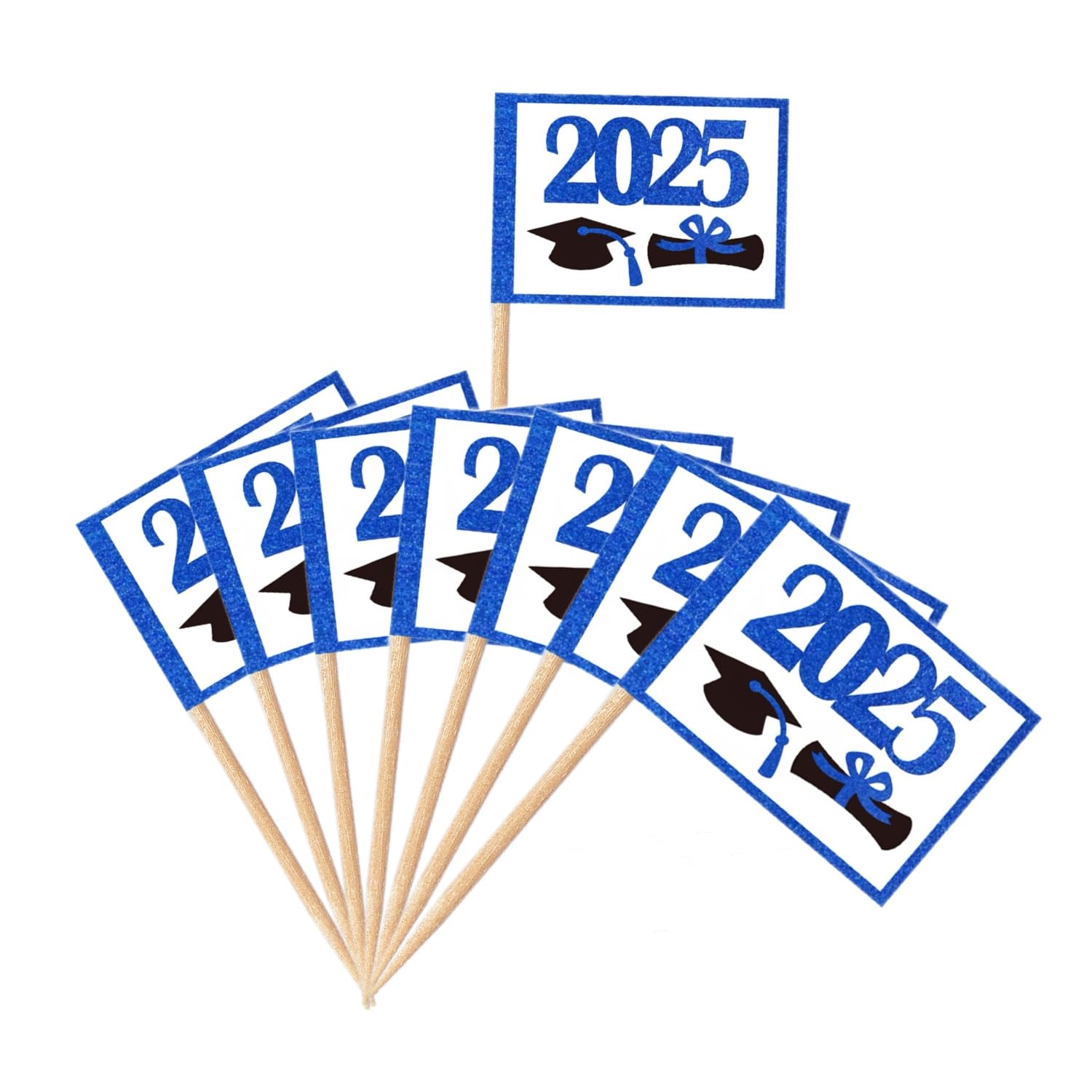 BQTBQT 100 Pcs Mini Graduation 2025 Toothpick Flags Decorations Party Theme, Graduates of the Class of 2025 Cap Diploma Cupcake Toppers Cocktail Food