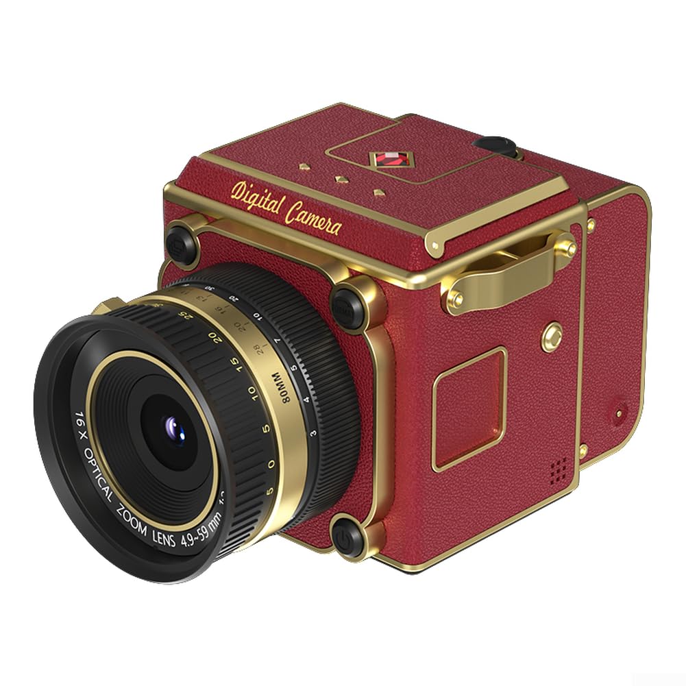 Appareil photo numérique vintage rétro 64 MP 4K FHD Mini appareil photo pour tous les âges, boîtier en ABS, compatible avec carte SD, pour vlogging et photographie quotidienne, compact et léger (noir)