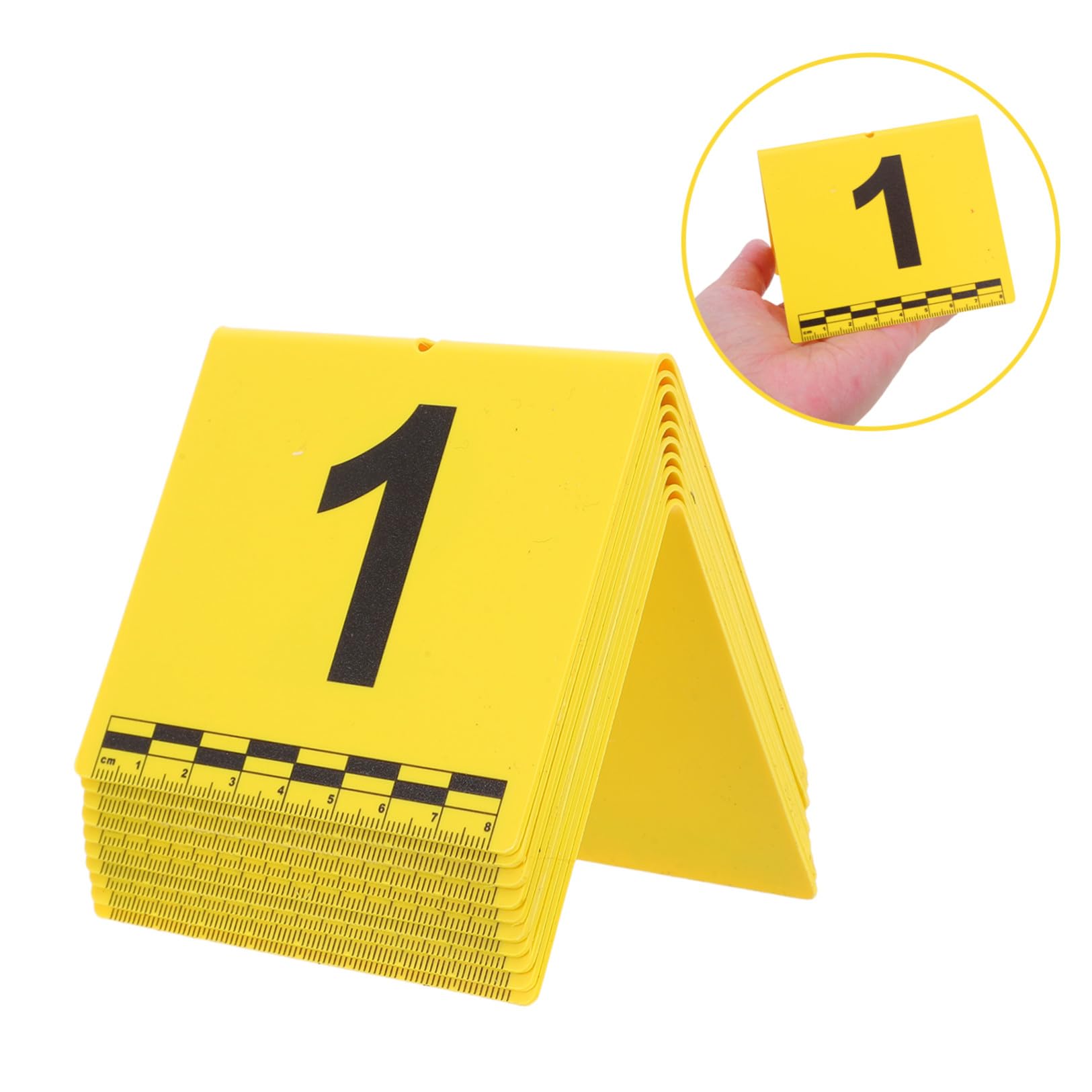 NUOBESTY Marcatori di Scena del Crimine in Plastica Gialla Struttura Verticale Leggera per Identificazione Prove, per Scene del Crimine e Giochi di Festa, Set