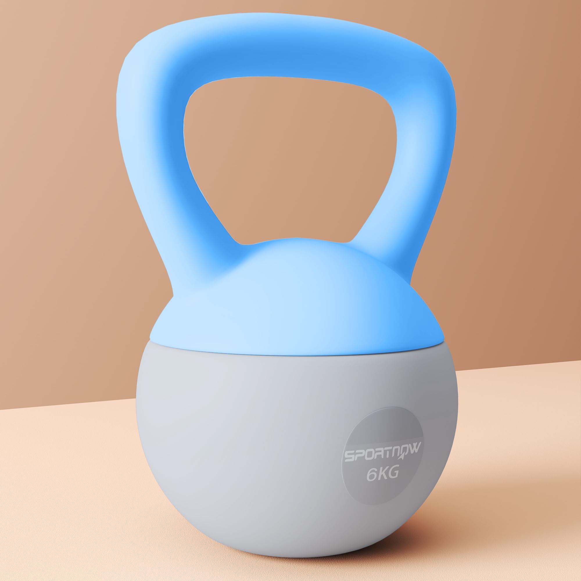 SPORTNOW 6kg Weiche Kettlebell mit rutschfestem Griff, Hellblau und Grau