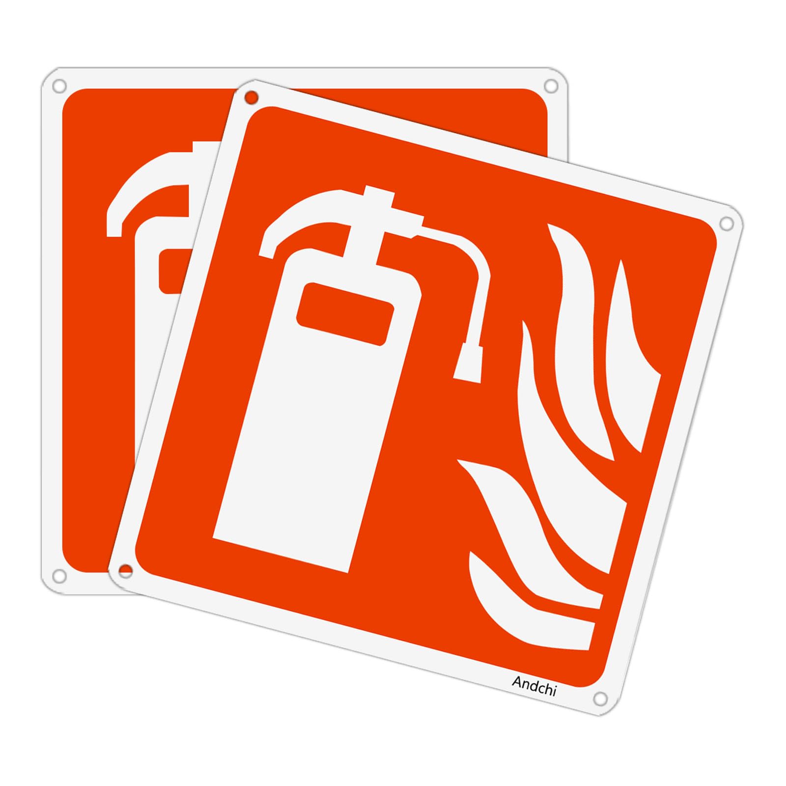 Andchi 2 pezzi Segnale antincendio Segnaletica in alluminio, 200x200 mm