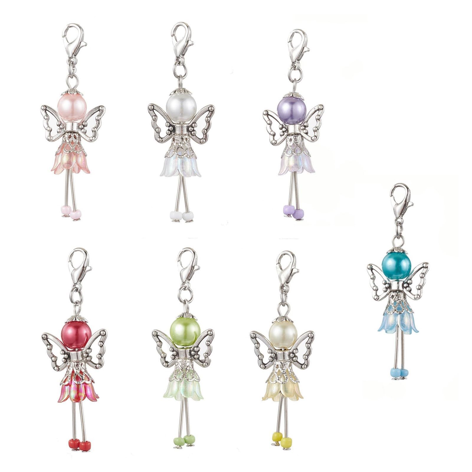 NEWFT 7Pieces Portable Angelic Wing Keychain Ornaments with Lobster Clasp for Easy Attachment to Bags and Keys