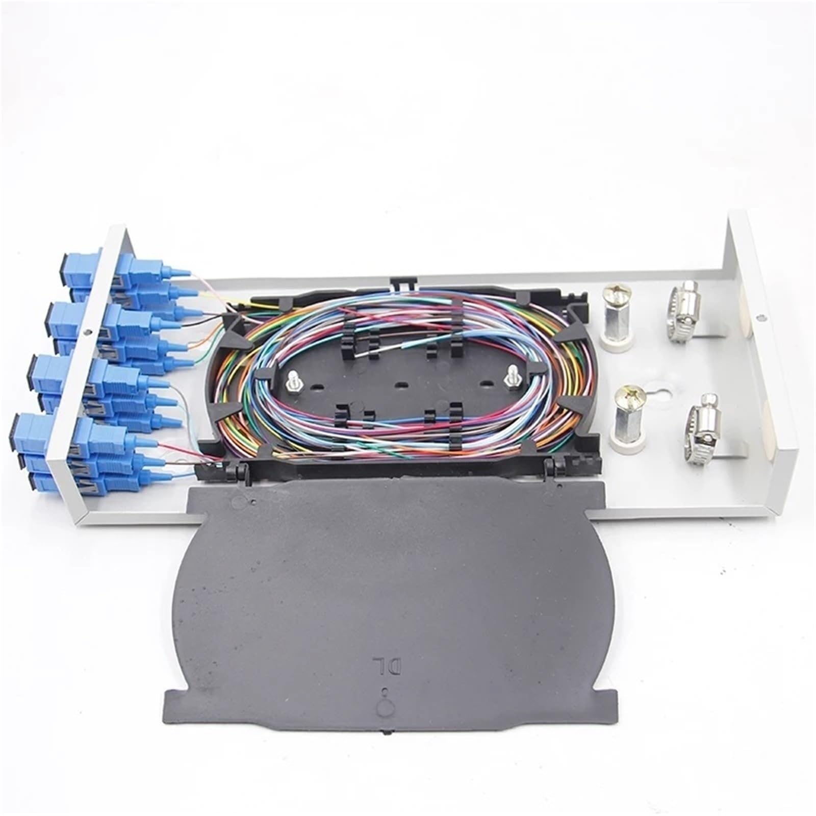 Boîtier Terminal SC FTTX FTTH 12 conducteurs avec jarretière et Adaptateur SC, Panneau de Brassage Fibre Optique SPCC 12 Ports, SM renforcé
