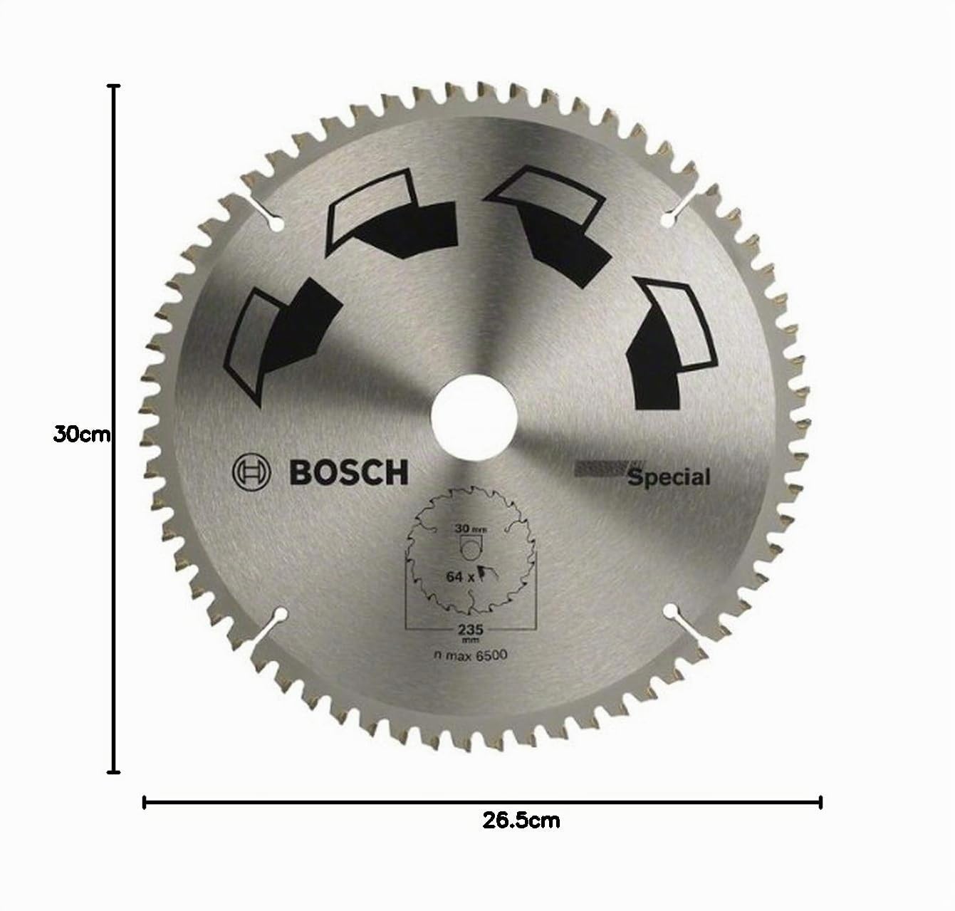 Bosch 1x Hoja de Sierra Circular Special (para Madera, Metales no Ferrosos, Plásticos, Ø 235 x 2.5/1.8 x 30/25 mm, 64 Dientes, FT, con 1x Anillo de Reducción 25 mm, Accesorios Sierras Circulares)