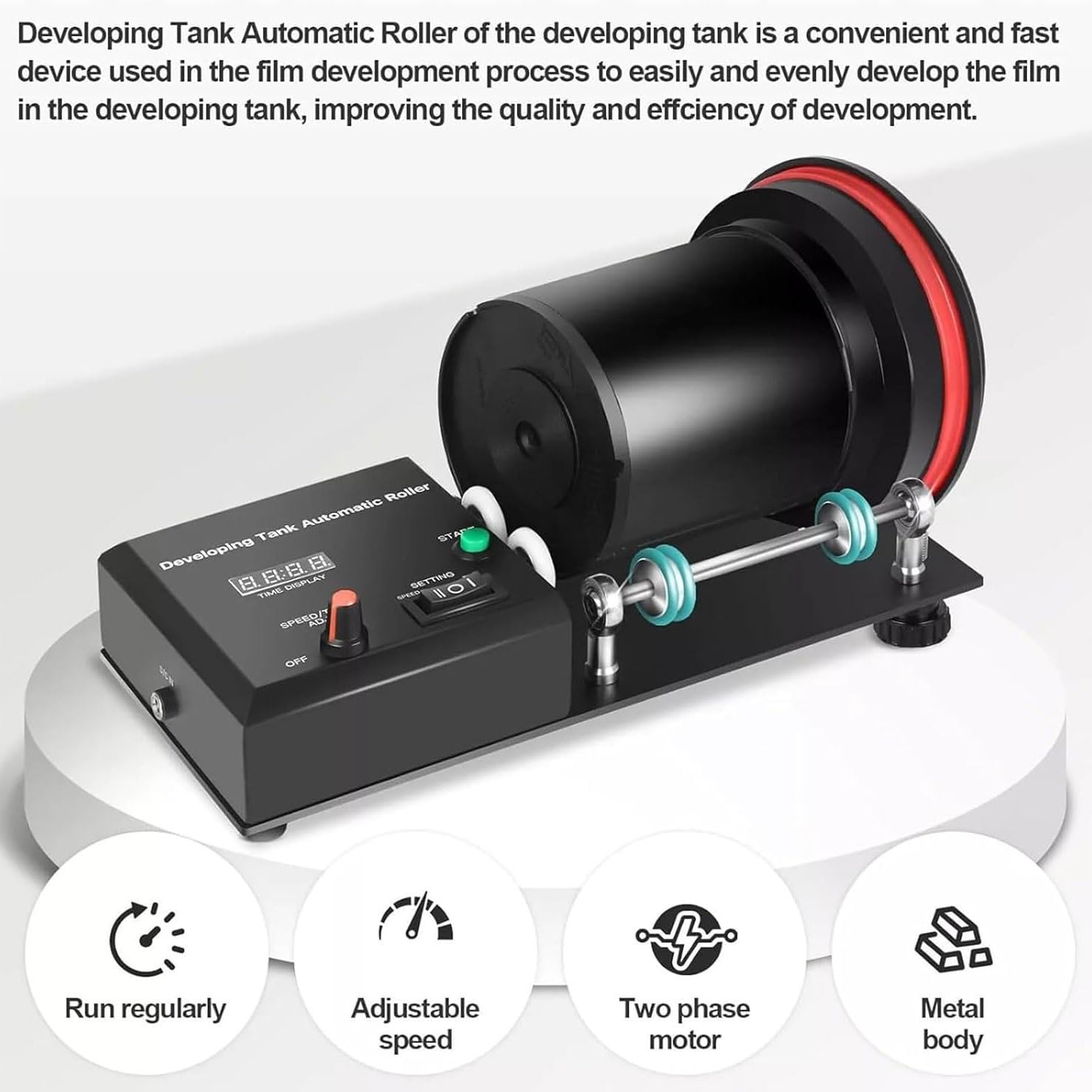 Macchina per processore di film elettrico, processore automatico per film camera oscura con timer, velocità regolabile, programmi multipli preimpostati per lo sviluppo di serbatoi