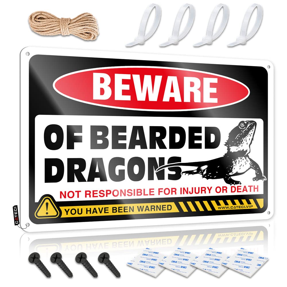 Fzfn Colour Vintage Bathroom Decor Essentials Plaques | Beware Of Bearded Dragons Antique For Workshop Living Room(20X30cm)