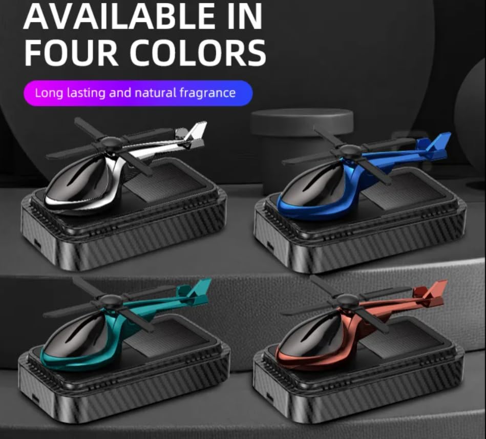 Image of YOURKARTS.COM Solar Helicopter Shape Car Perfume (Ocean) - Dashboard Fragrance Diffuser with Spinning Propeller and Oceanic Essential Oil Blend - car accessories 2025