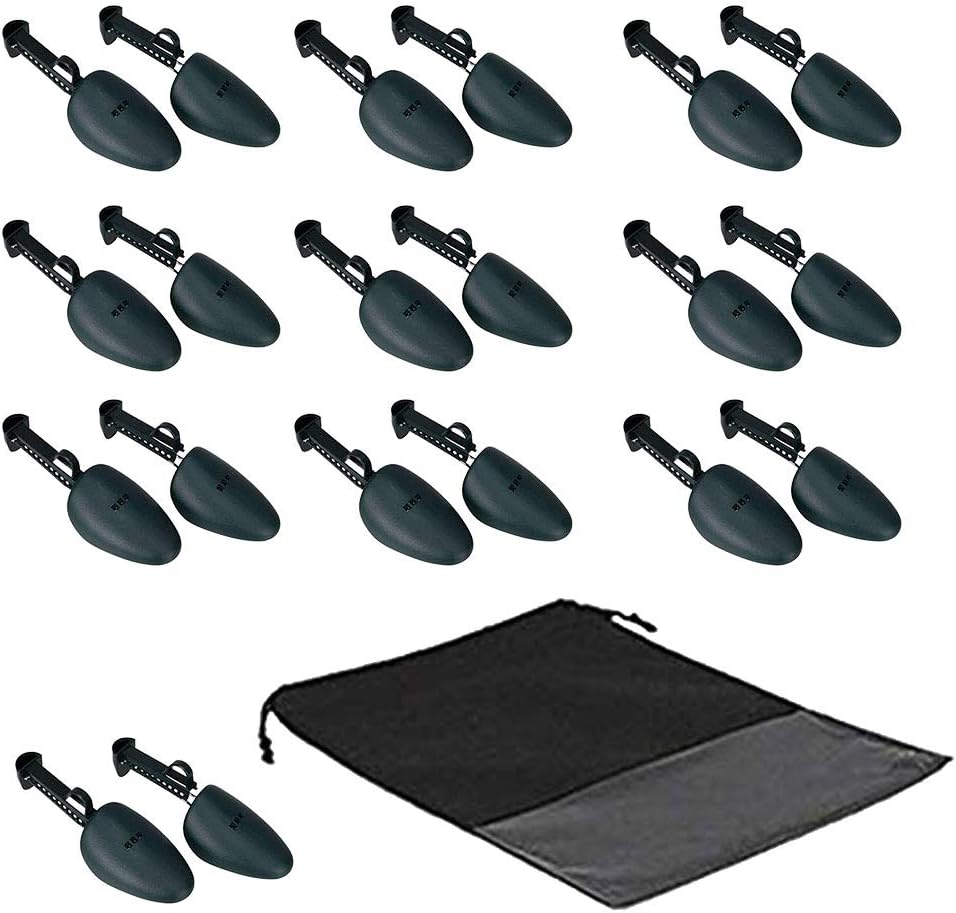 FONHERILIWAJJ 10 Pairs Plastic Shoe Tree Stretcher Shaper for Men Adjustable Length Shoes Boot Holder Shaper Support with A Travel Shoe Bag(Green Men)