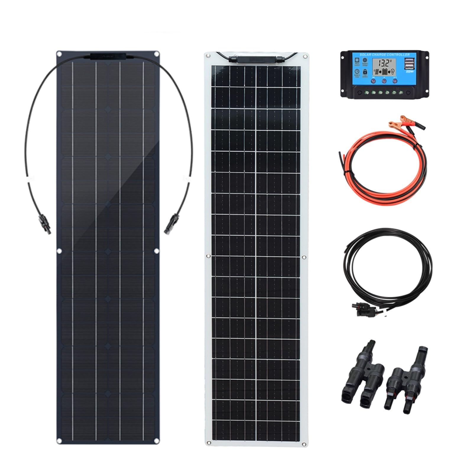 Pannello solare flessibile da 50 W o 100 W, kit pannello solare mono leggero da 12 V for camper, roulotte, camper, barche, tetti, superfici irregolari(19.8V 50W)
