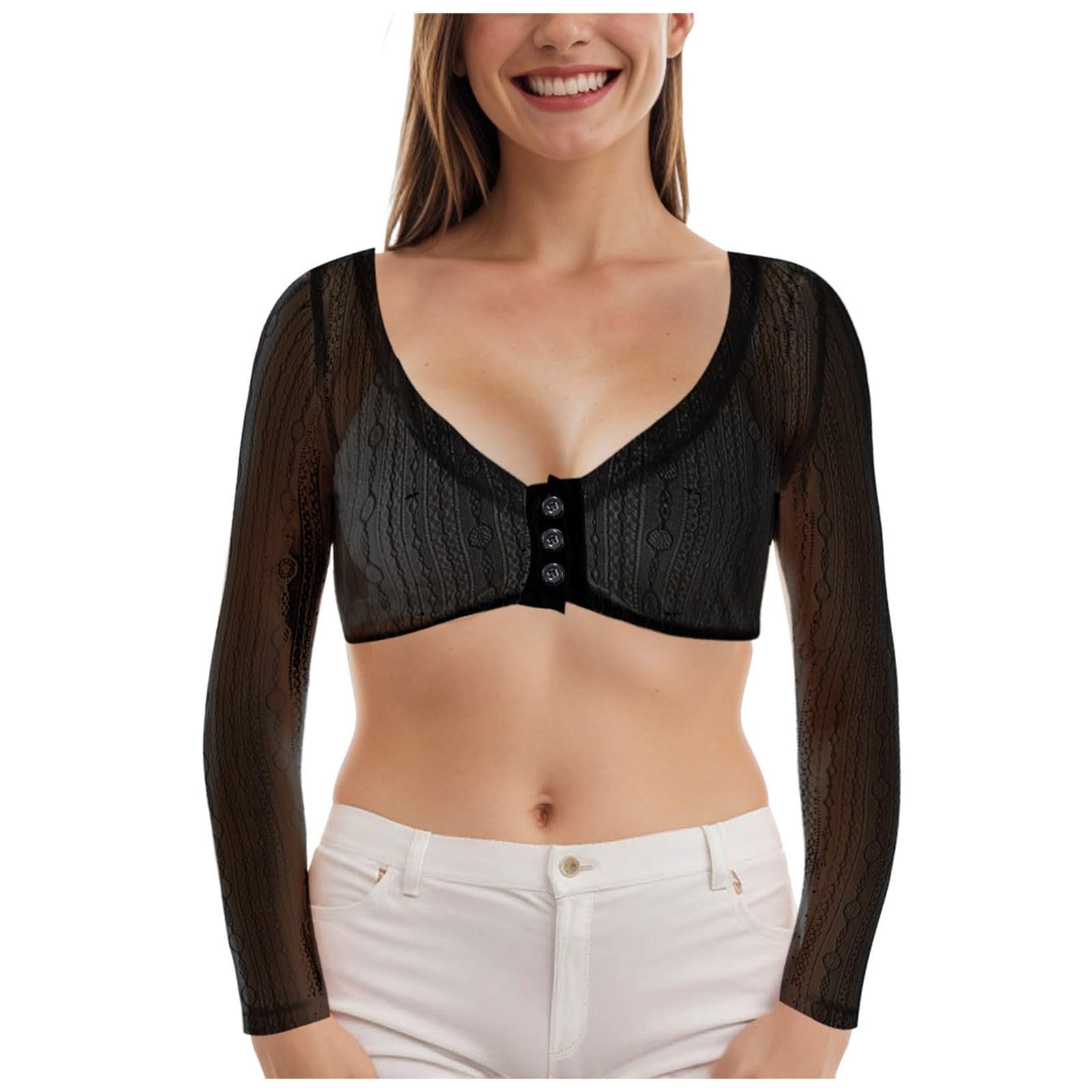 Dirndlbluse Damen Weiß Langarm Bluse Trachtenbluse V-Ausschnitt Dirndlblusen für Oktoberfest