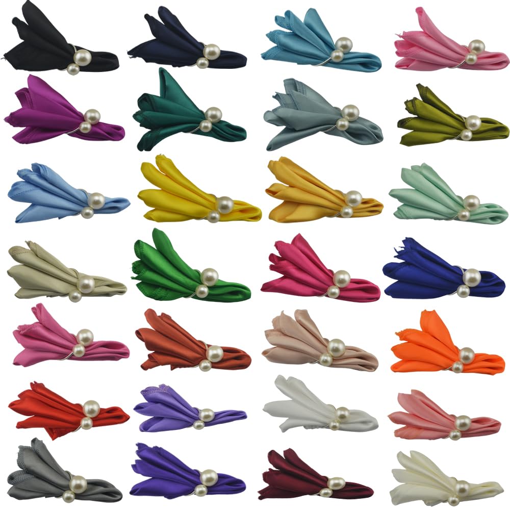 Servilletas de satén para la Mesa, Servilletas De Cena Satén Ester Multicolor 50x50cm 12 Piezas