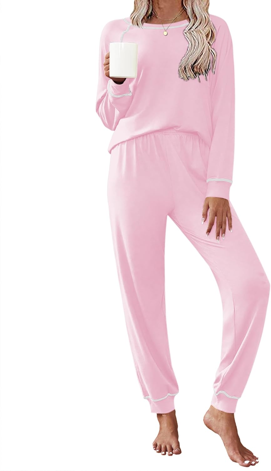 Ekouaer Pajamas Set for Women Soft Comfy Pjs Sets Long Sleeve Sleepwear Loungewear S-XXL