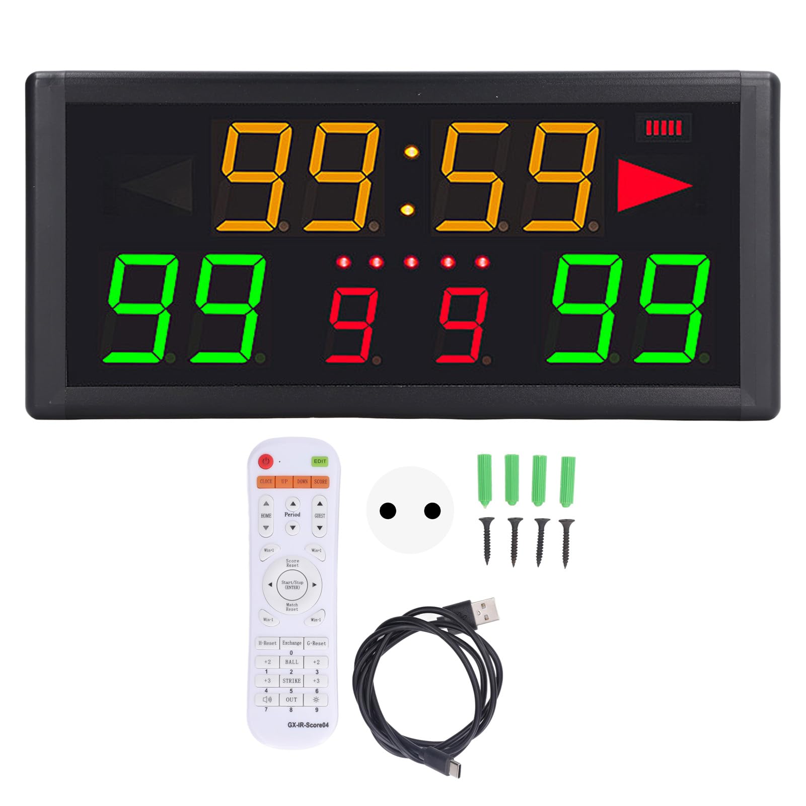 Tabellone Segnapunti, Score Keeper LED a 10 Cifre con Telecomando e Display Elettronico, Contatore Punti per Allenamento, Partite e Giochi Sportivi con Palla in Palestra