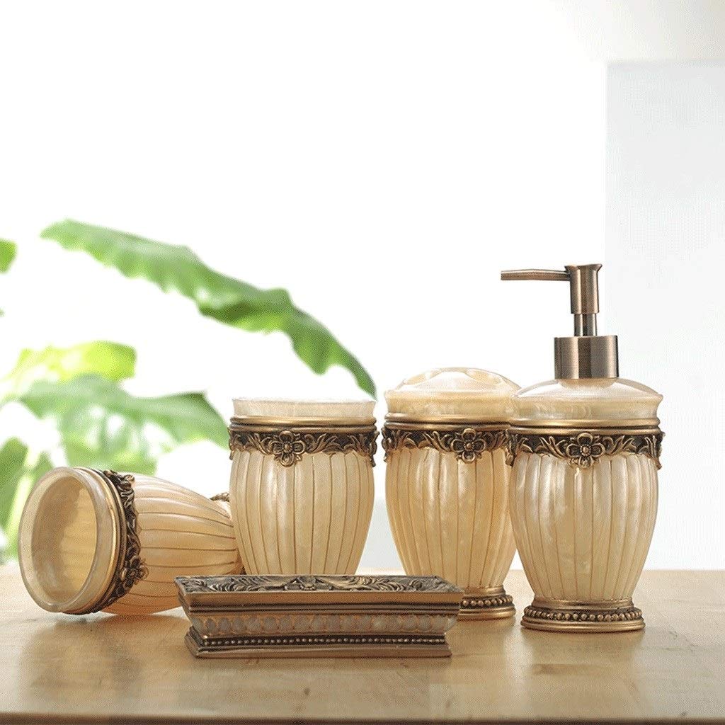 Juego de baño, Juego de 5 Piezas baño con Resina for Lavar, decoración, artículos tocador, Regalo, Accesorios, Juego