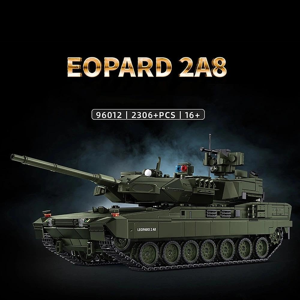 Technik Panzer Bausteine, MOC Kreativität 2306 Klemmbausteine Leopard 2A8 Tank Modellbausatz, DIY Konstruktionsspielzeug Home Office Decor Geschenke für Jungen Erwachsene