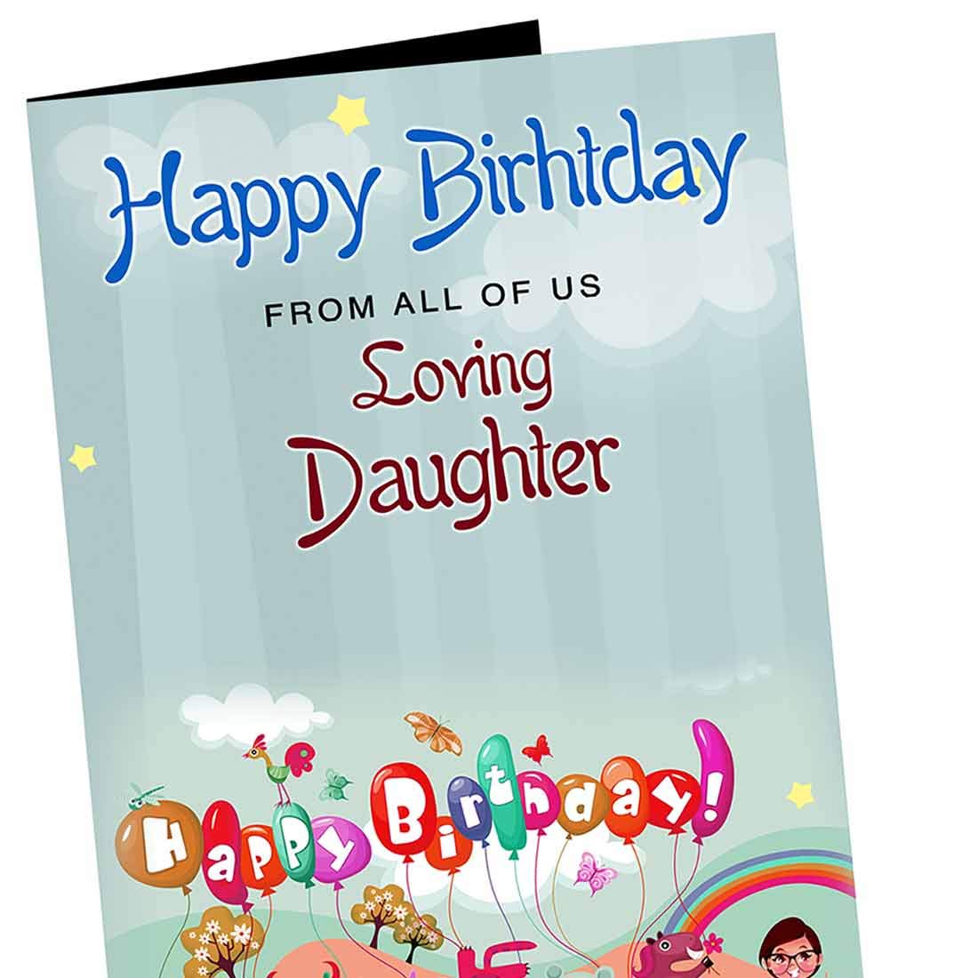 Alwaysgift Happy Birthday From All of Us Loving Daughter Greeting Card (Multicolour, Medium) 2